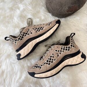 Authentic Chanel suede CC interlocking sneakers with Open net